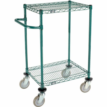 NEXEL 2 Shelf Cart, Poly-Green, 24inL x 18inW x 40inH, Polyurethane Swivel Casters B3055270